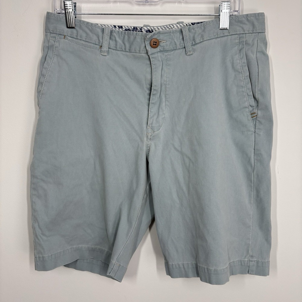 Tommy Bahama Mens Ribbed Flat Front Shorts Size 34 Light Blue Cotton Stretch